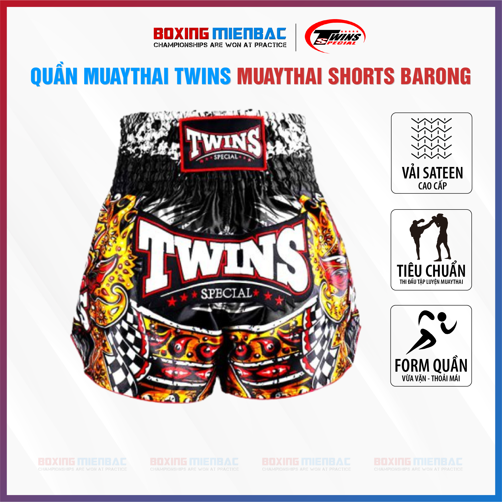 Quần MuayThai Twins Barong Cao Cấp - Muay Thai Twins Short