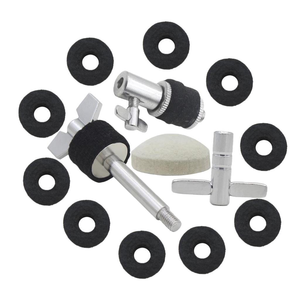 Drum Kit Parts Hi-hat Stand Screw+Drum Key+Cymbal Clutch+Pedal Beater Hammer Head+Cymbal Felt Pads