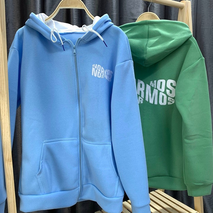 Áo Khoác Hoodie Chống Rét dành cho nam cho nữ in hình Normos, Form Rộng có dAây kéo có 2 Màu Kiểu Unisex