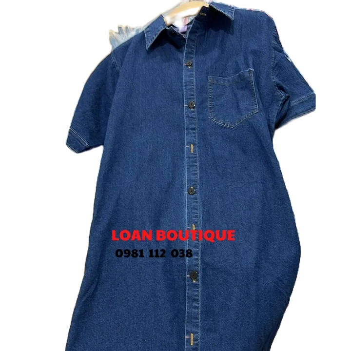 VÁY JEAN SUÔNG VẠT BẦU-Đầm somi jean phom suông rộng