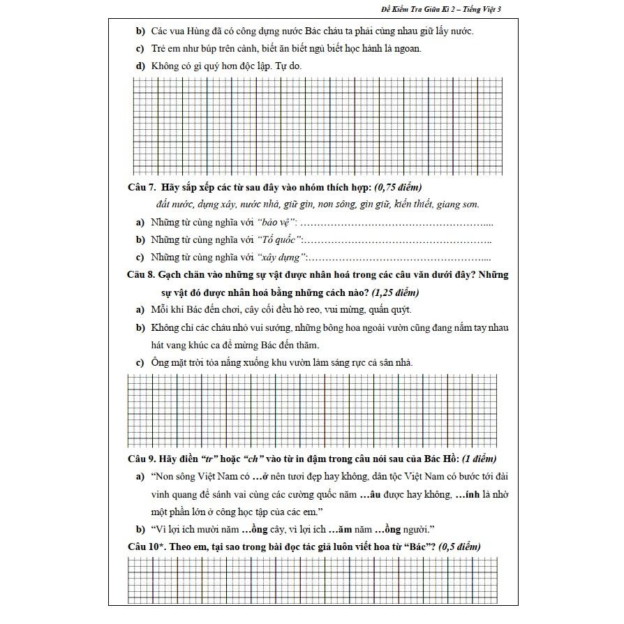 Sách - Đề Kiểm Tra Tiếng Việt 3 - Học Kì 2 (1 cuốn)