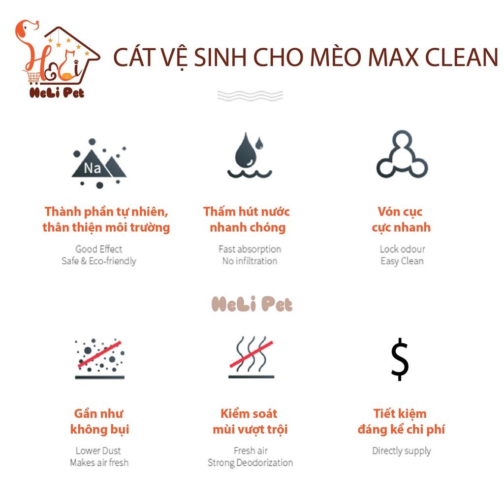 Cát Vệ Sinh Dùng Cho Máy Vệ Sinh, Máy Dọn Phân Mèo, Khay Vệ Sinh Cho Mèo Max Clean Hương CHANH 4Kg Siêu Vón Siêu Ít Bụi- HeLiPet