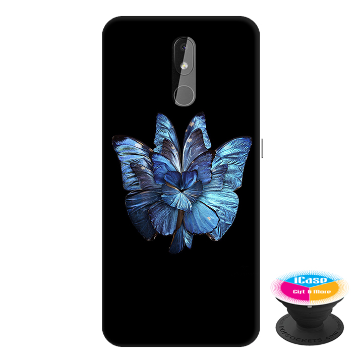 Ốp lưng điện thoại Nokia 3.2 hình Bướm Xanh tặng kèm giá đỡ điện thoại iCase xinh xắn - Hàng chính hãng