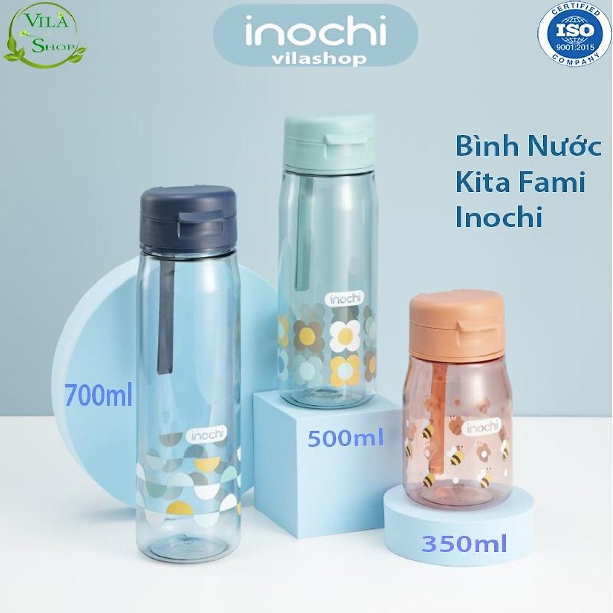 Bình Đựng Nước, Bình Nước Chịu Nhiệt Kita Fami 350ml - 500ml - 700ml, Bình Nước Cao Cấp Inochi Xuất Nhât