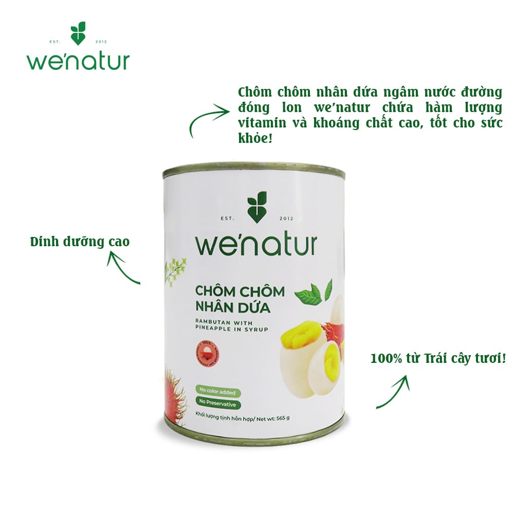 Chôm Chôm Nhân Dứa Đóng Lon we'natur 565g