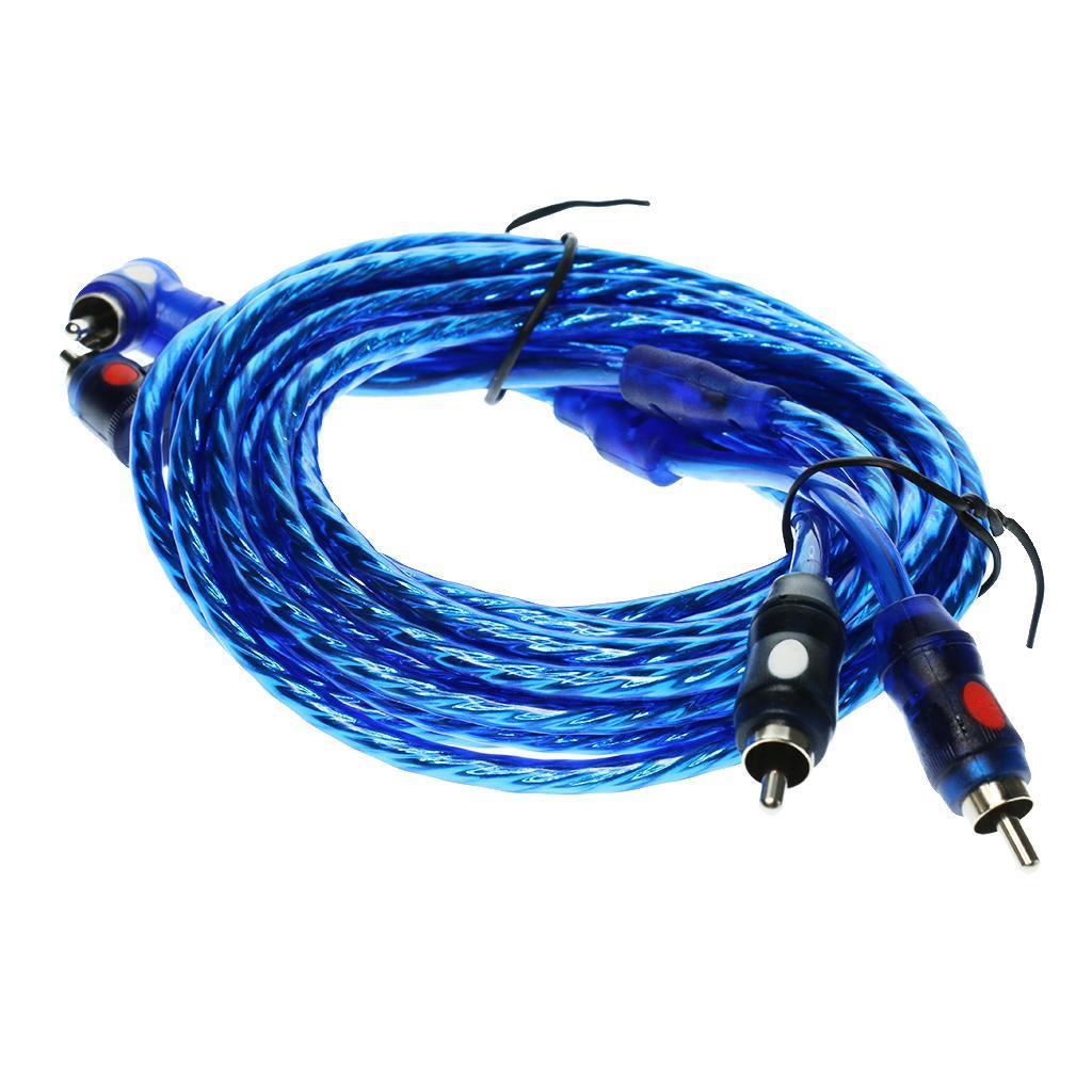 4.5m 2  MALE TO 2RCA MALE CAR STEREO AUDIO POWER CABLE WIRE BLUE