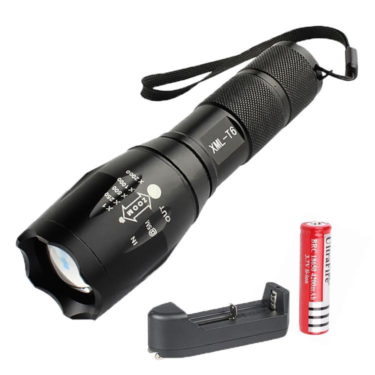 Đèn Pin UltraFire XML T6 Siêu Sáng, Hợp Kim Chống Nước, 1000 Lumen, Chiếu Xa 200m tới 500m , Pin Sạc FullBox, Tặng Pin Green HHTC 18650 Loại Tốt - GDHN Loại Tốt