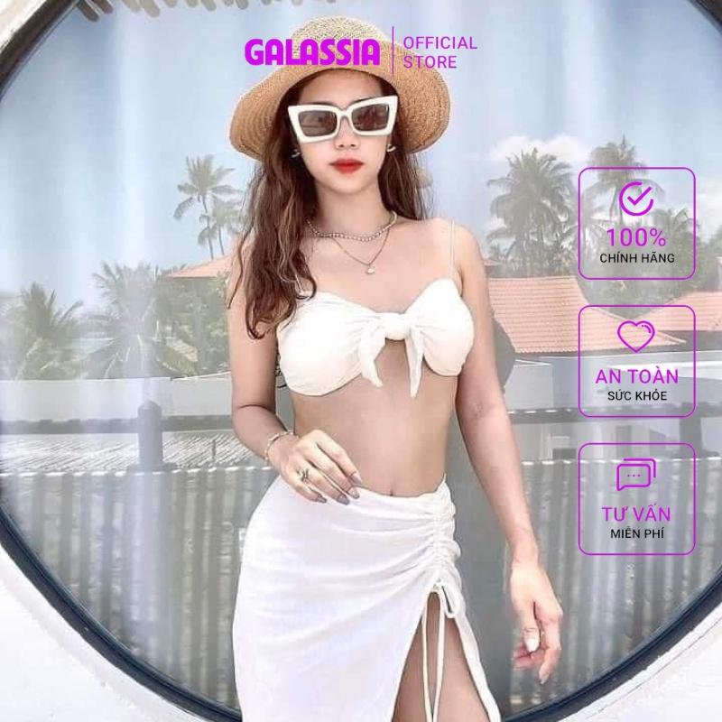 Bikini 2 mảnh sexy đồ bơi đi biển cổ yếm phối chân váy mùa hè sang chãnh GALASSIA