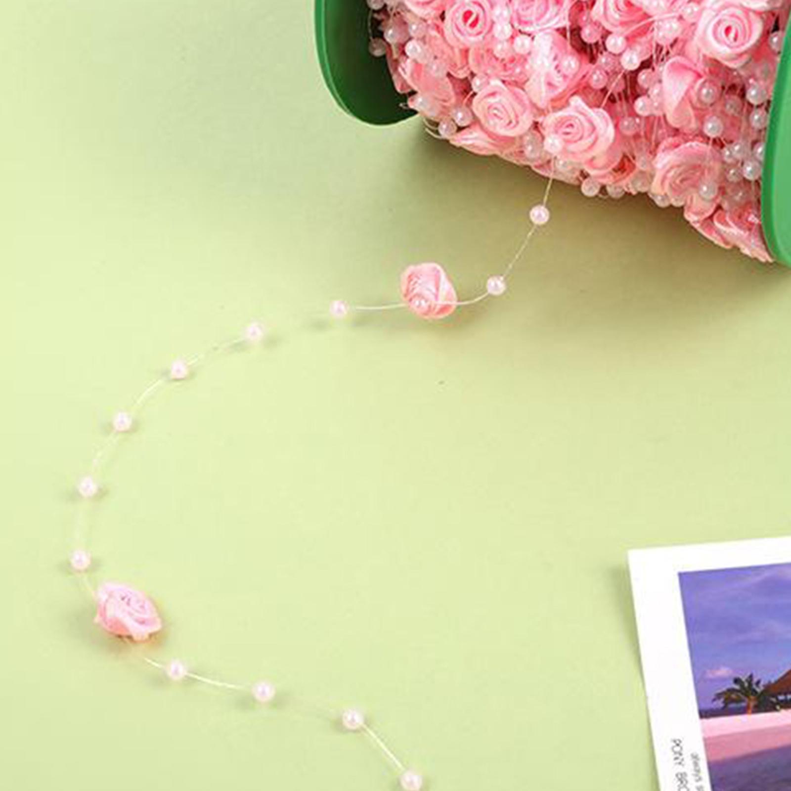 Pearl Garland Beads Chain Trim DIY Wedding Bride Craft Accessories Pink