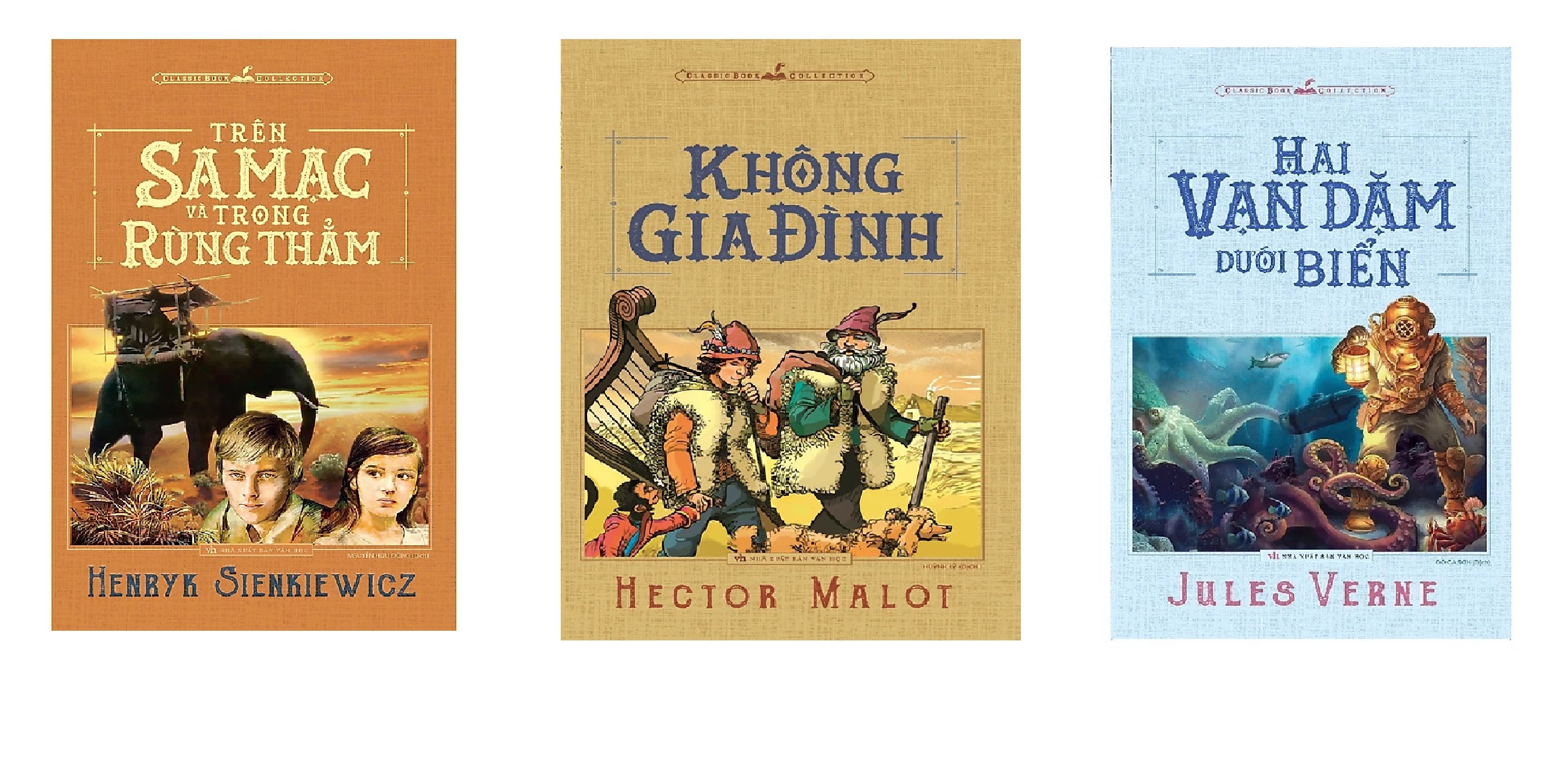 Combo 3 cuốn: Trên sa mạc và trong rừng thẳm + không gia đình + hai vạn dặm dưới đáy biển