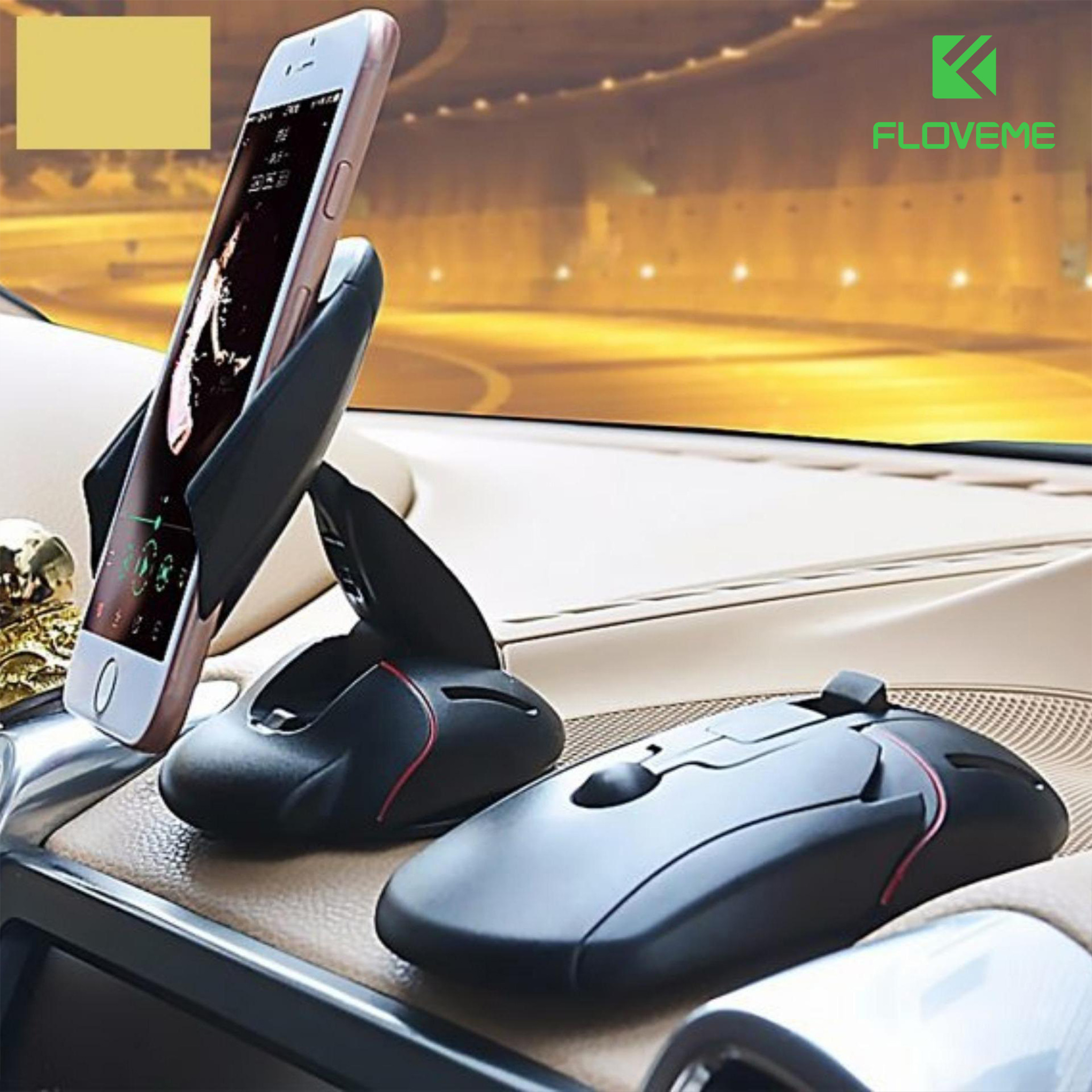 [ Siêu Phẩm ] GIÁ ĐỠ OTO FLOVEME , XE MÁY MOBILE MOUSE - bám dính chắc chắn. Mặt đế thiết kế hút chân không chắc chắn - Hàng Chính Hãng