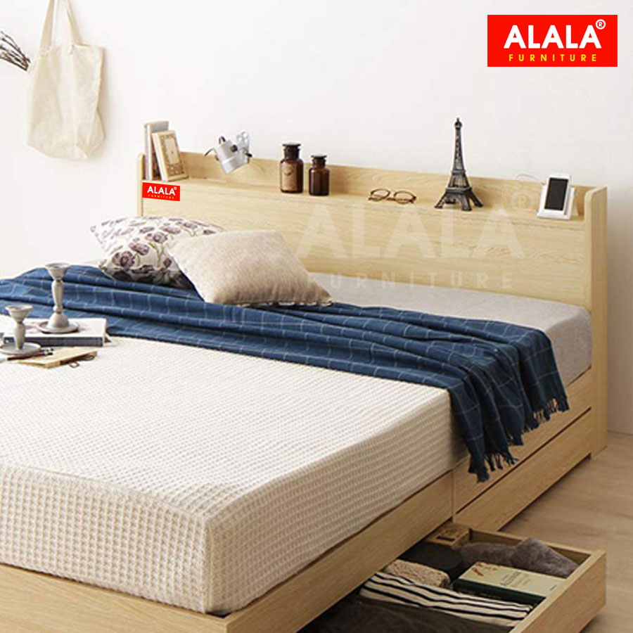 Giường ngủ ALALA01 + 2 hộc kéo / Miễn phí vận chuyển và lắp đặt/ Đổi trả 30 ngày/ Sản phẩm được bảo hành 5 năm từ thương hiệu ALALA/ Chịu lực 700kg