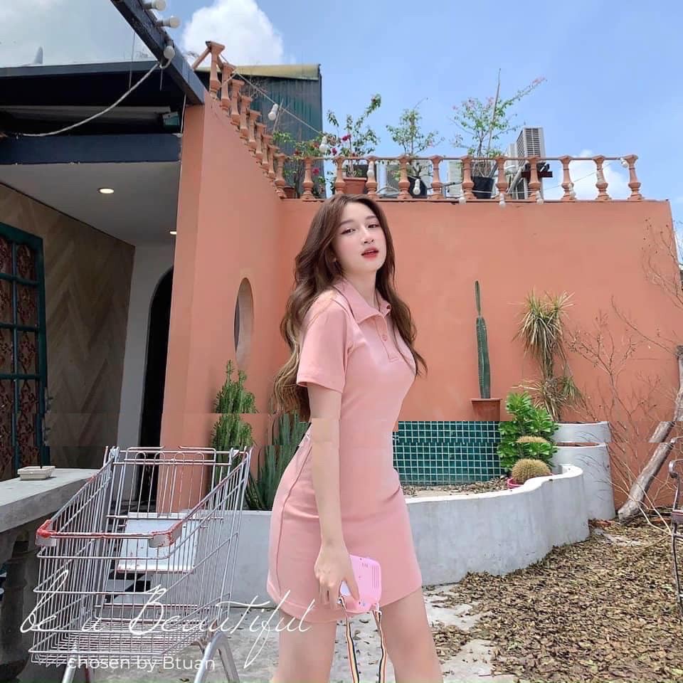 Váy thun suông cộc tay cổ bẻ 3 màu trẻ trung nữ tính