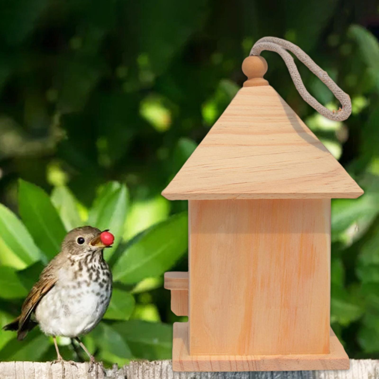 Wooden Birdhouse DIY Arts Crafts Natural Doodle Birdcage for Garden Outside