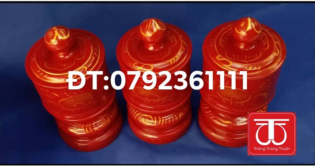 BỘ 3 ĐÀI GỖ SƠN VẼ PHI 8,10,12,14CM