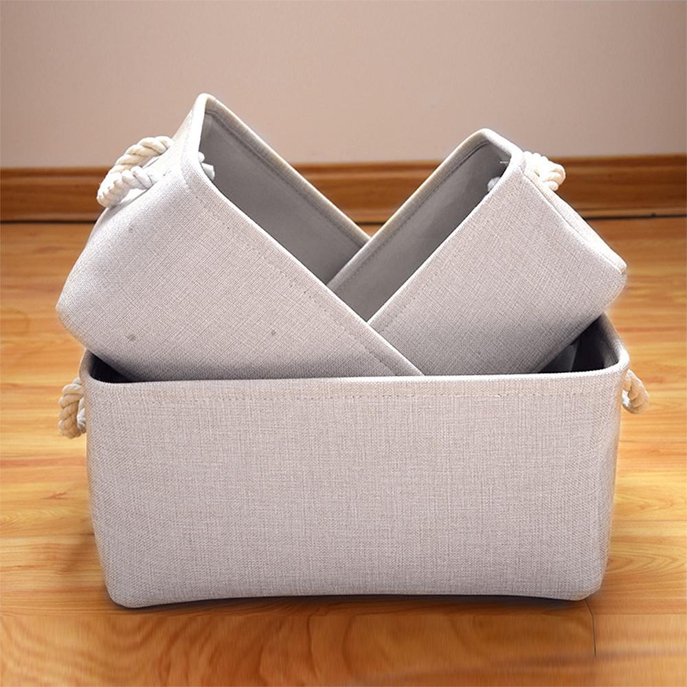 Hộp Lưu Trữ Vải Tại Nhà Có Thể Thu Gọn Hình Khối Bằng Vải Lanh Cotton