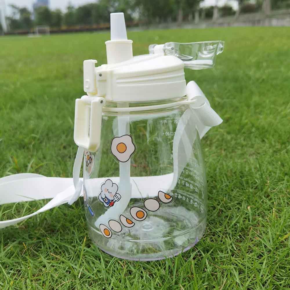 Bình Nước Có Ống Hút Drinkware Dung Tích Lớn 1100Ml Thể Thao Cốc Nhựa Dễ Thương Di Động Cách Nhiệt Trẻ Em Bầu 3 Màu