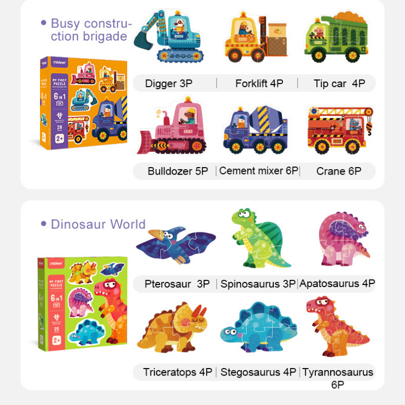 Bộ xếp hình Mideer cho bé 1.5 tuổi trở lên làm quen - mẫu KHỦNG LONG - Mideer My first puzzle DINOSAUR