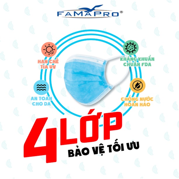 Khẩu Trang Y Tế Cao Cấp Kháng Khuẩn Famapro - Kháng Khuẩn 4 Lớp - Chính Hãng Famapro Nam Anh