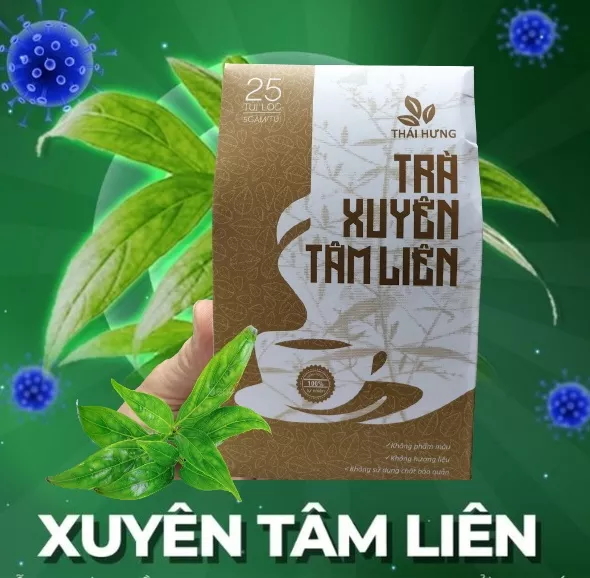 Trà Xuyên Tâm Liên THÁI HƯNG giúp giảm ho, giảm sốt, tăng cường sức đề kháng, miễn dịch, kháng khuẩn, chống viêm, thanh nhiệt, tiêu độc, hỗ trợ phòng ngừa các vấn đề về hô hấp - Hộp 25 túi lọc 5g