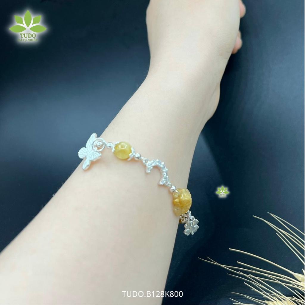 Vòng Tay Nữ Đẹp - Vòng Phong Thủy Mệnh Kim Thổ Thủy TUDO B128K800 VCBTATV Charm Hồ Ly CDTATV, Mặt Trăng