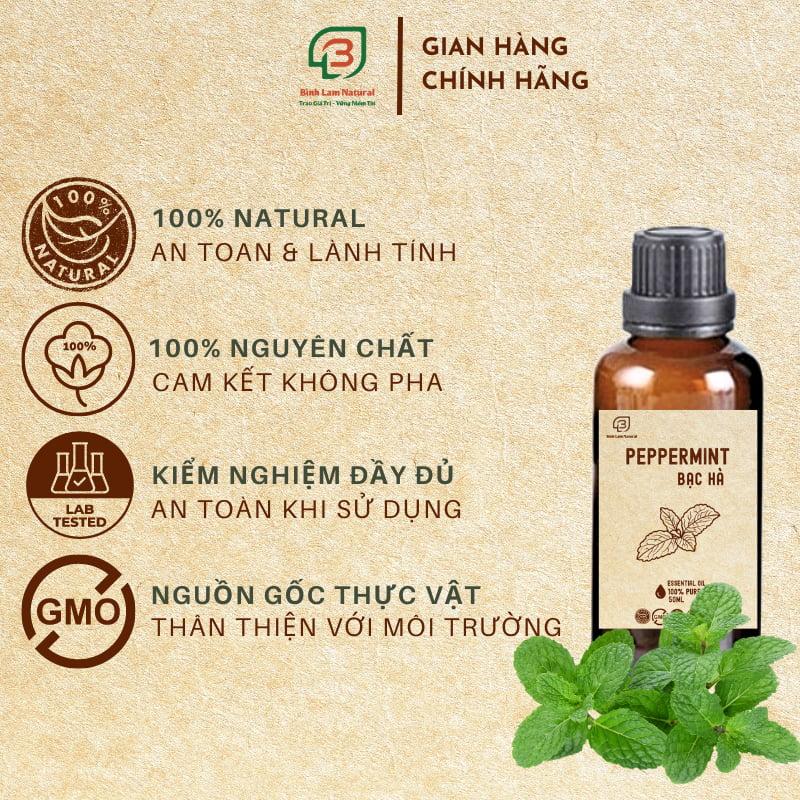 Tinh dầu bạc hà nguyên chất giải cảm, thơm phòng, kháng khuẩn, đuổi muỗi Bình Lam Natural 50ml