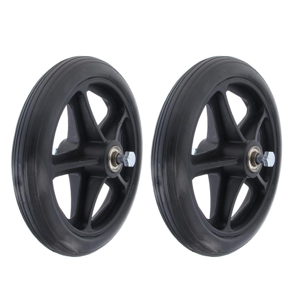 2pcs Wheelchair Front Castor Wheels Replacement Part Black 7 inch 5 Spoke