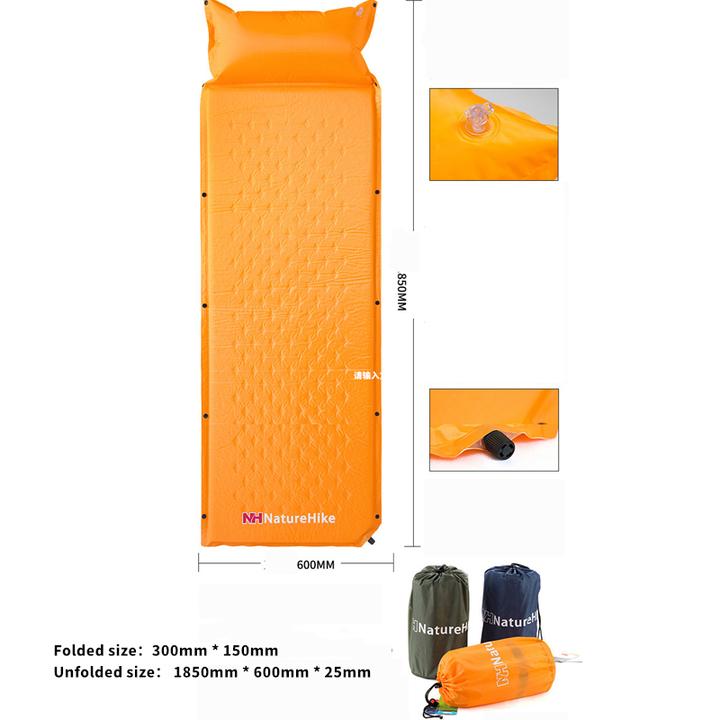 Đệm trekking tự bơm hơi có gối đầu Naturehike NH15Q002-D