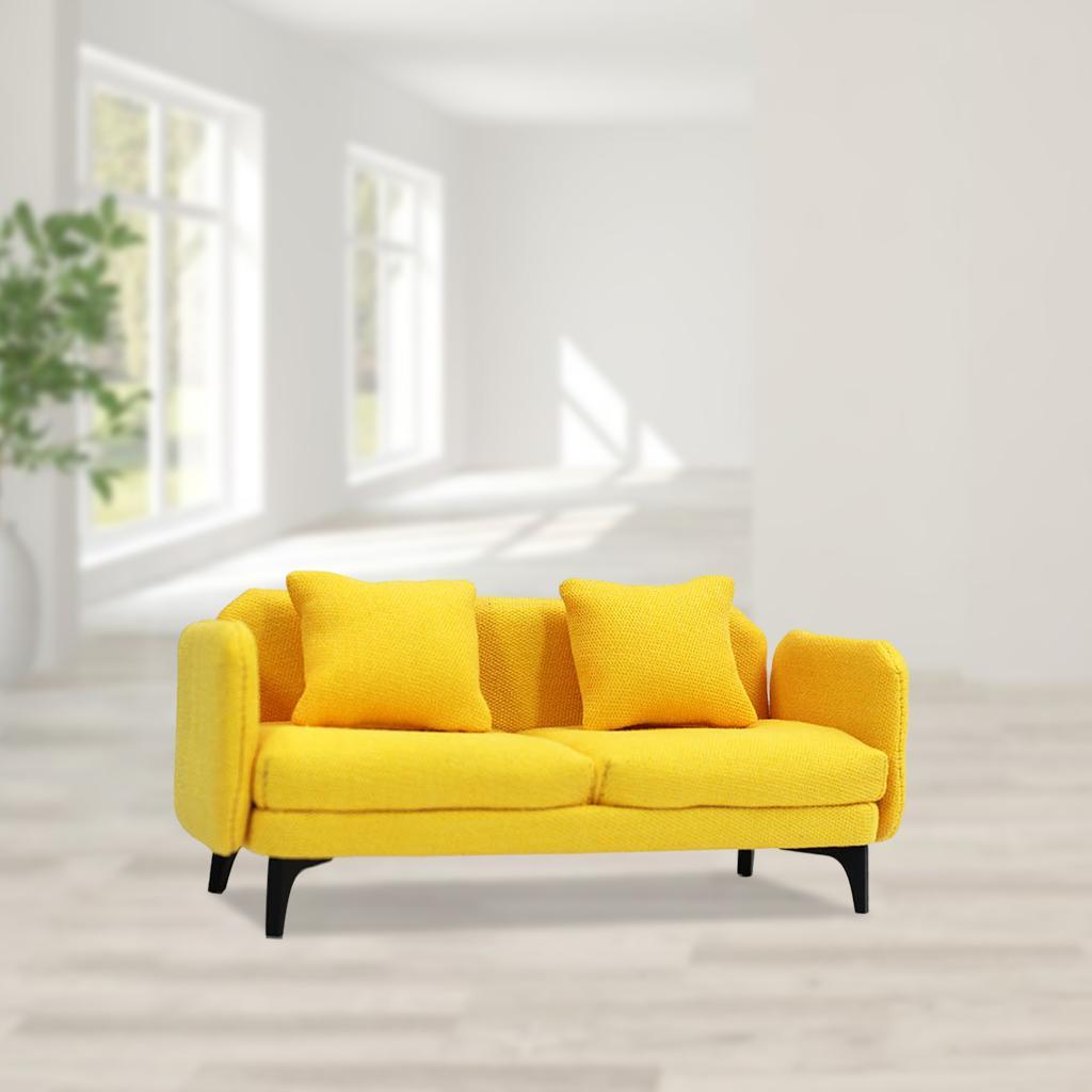 1:12 Miniature Dollhouse Double Sofa Dollhouse Bedroom Furniture