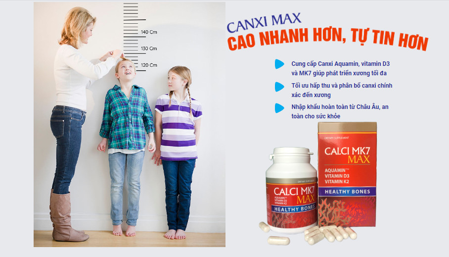 Canxi tảo đỏ tự nhiên CALCI MK7 MAX, hỗ trợ phát triển chiều cao cho tuổi dậy thì, chuyên biệt cho người bị loãng xương, bà bầu