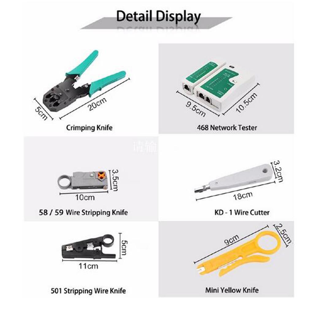 Home Network Cable Maintenance Tool Kit Set Ethernet Cable Tester Crimper Repair NEW