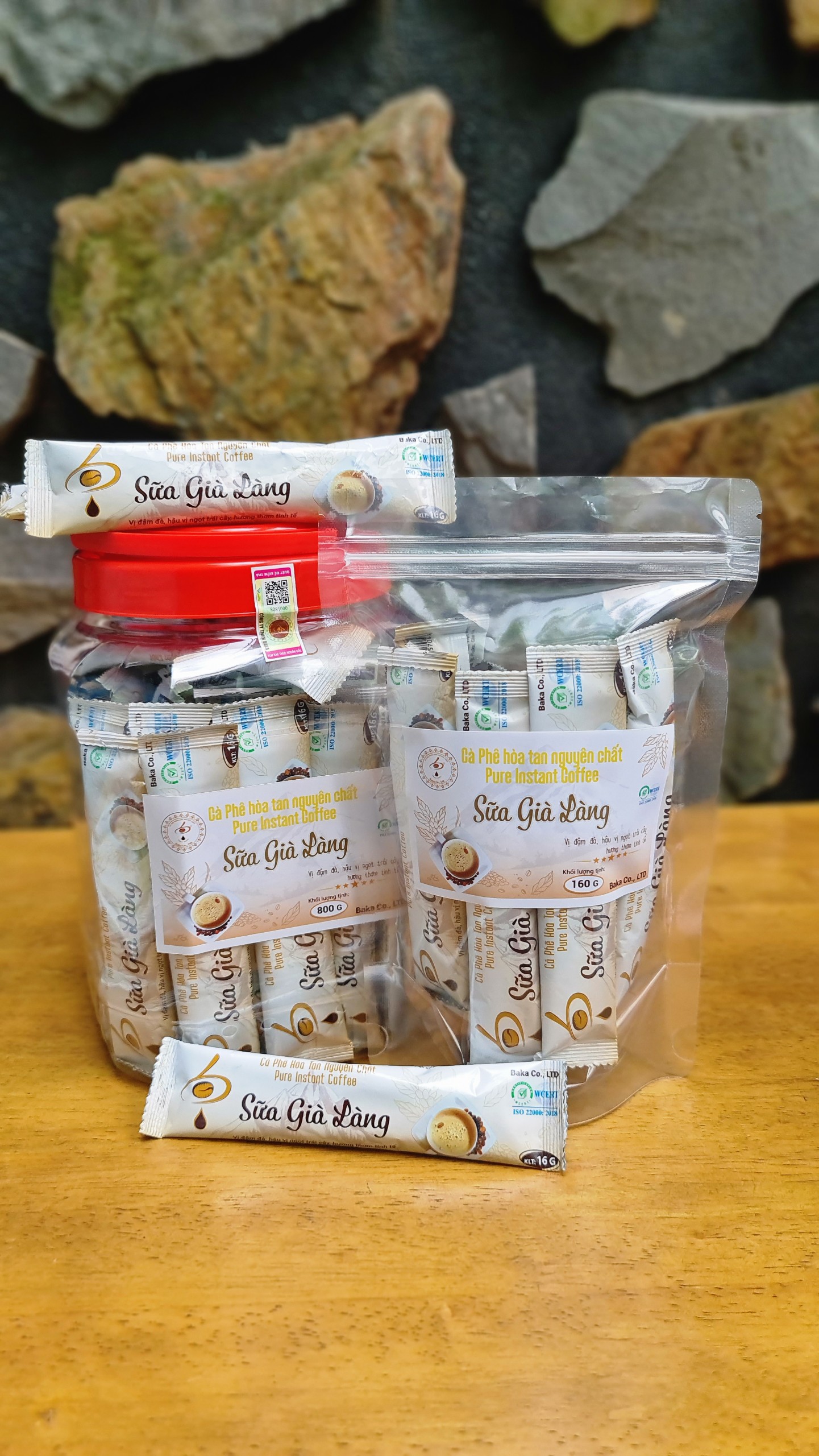 Cà Phê Hòa Tan Nguyên Chất SỮA GIÀ LÀNG - Bì Zip 10 gói