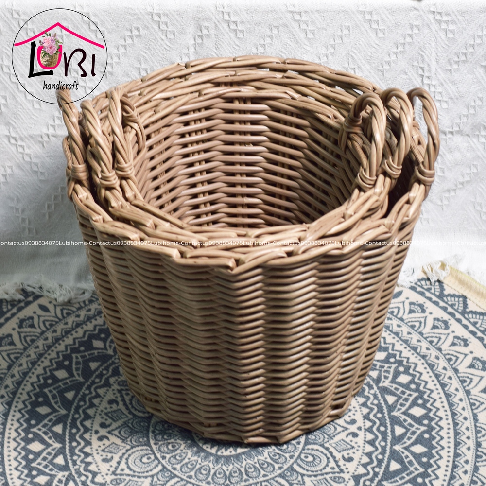 - Sọt đựng đồ đan dây nhựa bộ 3 hình tròn côn đáy - siêu bền, sang trọng
