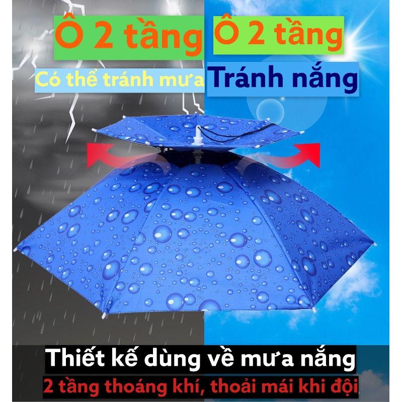 Mũ Ô Dù Đội Đầu Có Thể Gấp Gọn Tiện Lợi Chống Nắng Mưa Độc Đáo Cá Tính - Dùng Đi Du Lịch, Câu Cá, Đi Học,làm vườn