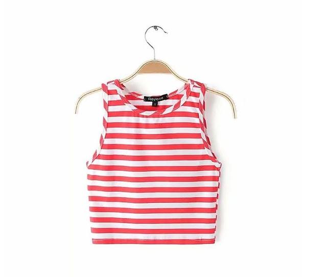 Áo croptop ba lỗ kẻ ngang (màu ngẫu nhiên)