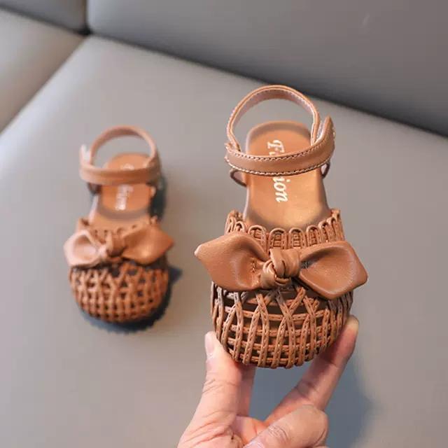 Giày sandal cho bé gái đan dây phong cách Hàn Quốc đế mềm chống trơn trượt size 21-36 hàng Quảng Châu cao cấp