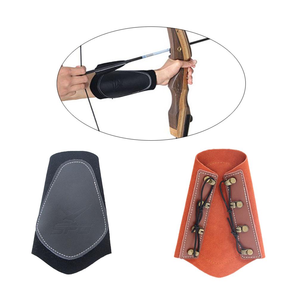 Adjustable Cow Leather Archery 4-Strap Armguard Arm Protection Guard Black