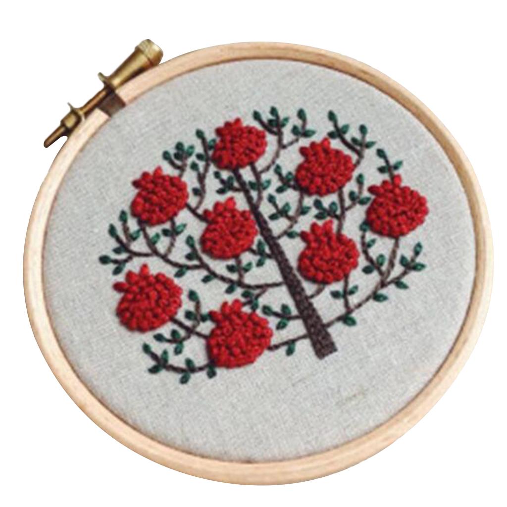 Cross Stitch Stamped Embroidery Kit with Embroidery Hoop - Flower