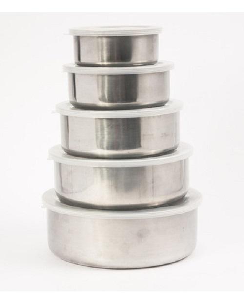 Sản Phẩm Bát Inox 5 Món Có Nắp Đậy - CH Hương Thị Miễn Phí Vận Chuyển