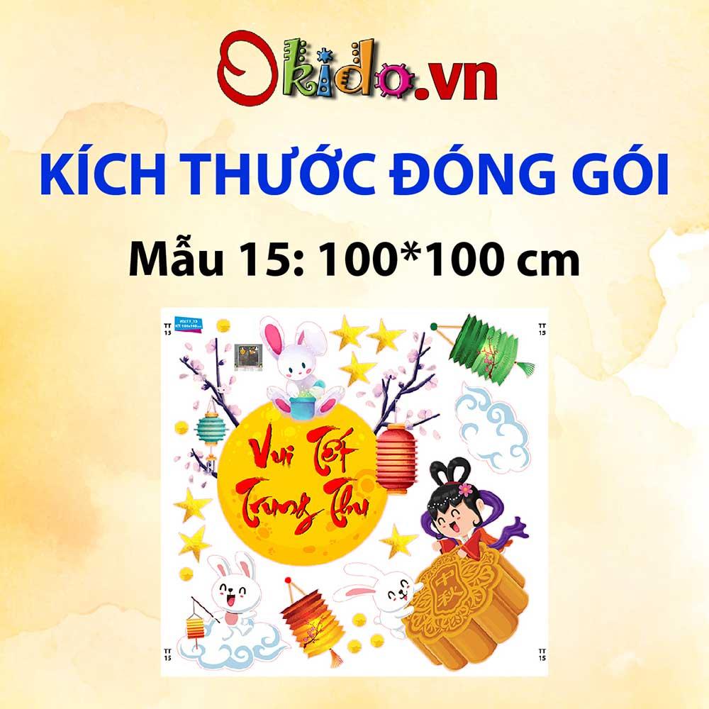 Decal trang trí trung thu 2021 thỏ ngọc và bánh trung thu