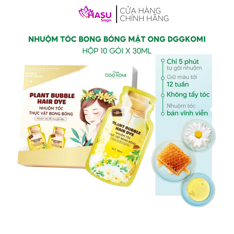 [Hộp 10 gói x 30ml] Nhuộm tóc bong bóng mật ong DGGKOMI nhuộm màu thời trang lên màu chuẩn salon
