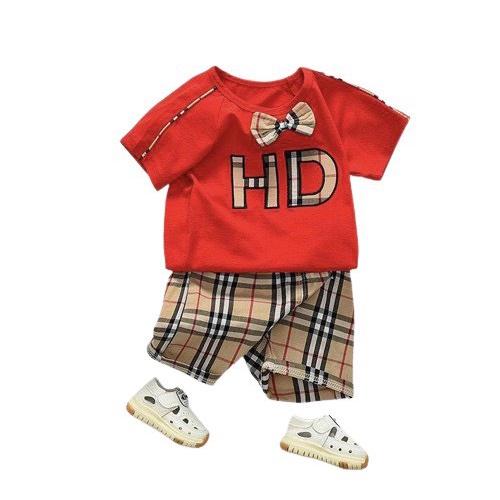 Bộ Cộc Tay Bé Trai In chữ H D Nơ, Bộ Quần Áo Cho Bé Trai, Sét Đồ Cho Bé Chất Cotton Cao Cấp Từ 7-18kg