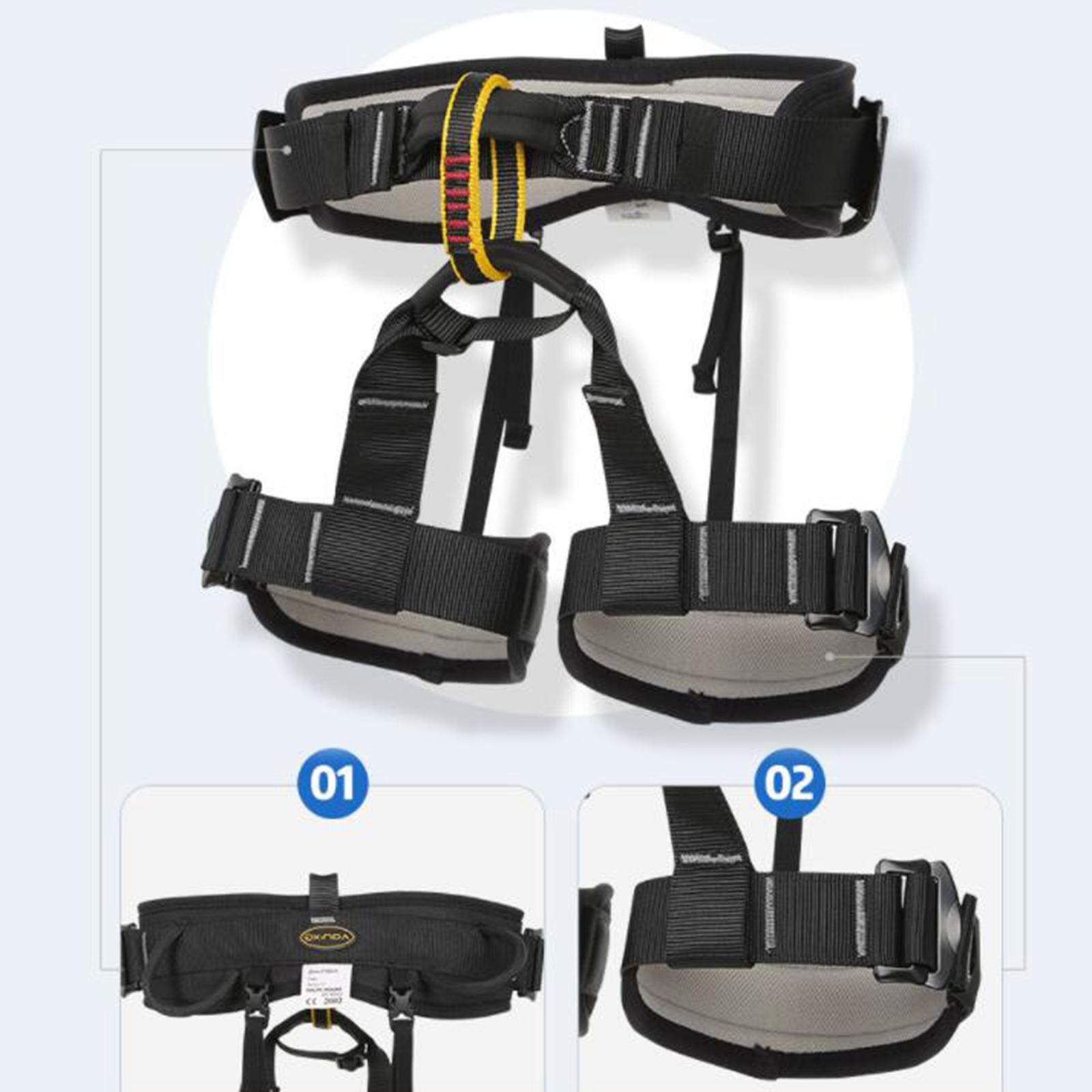 Outdoor Half Body Harness Rock Climbing Tree Rappelling Waist Belt Black L