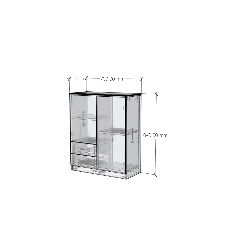 HAPPY FURNITURE , Gỗ tự nhiên , Tủ lưu trữ 2 ngăn kéo - YANNA , TLT_015_TRM , 70cm x 32cm x 84cm