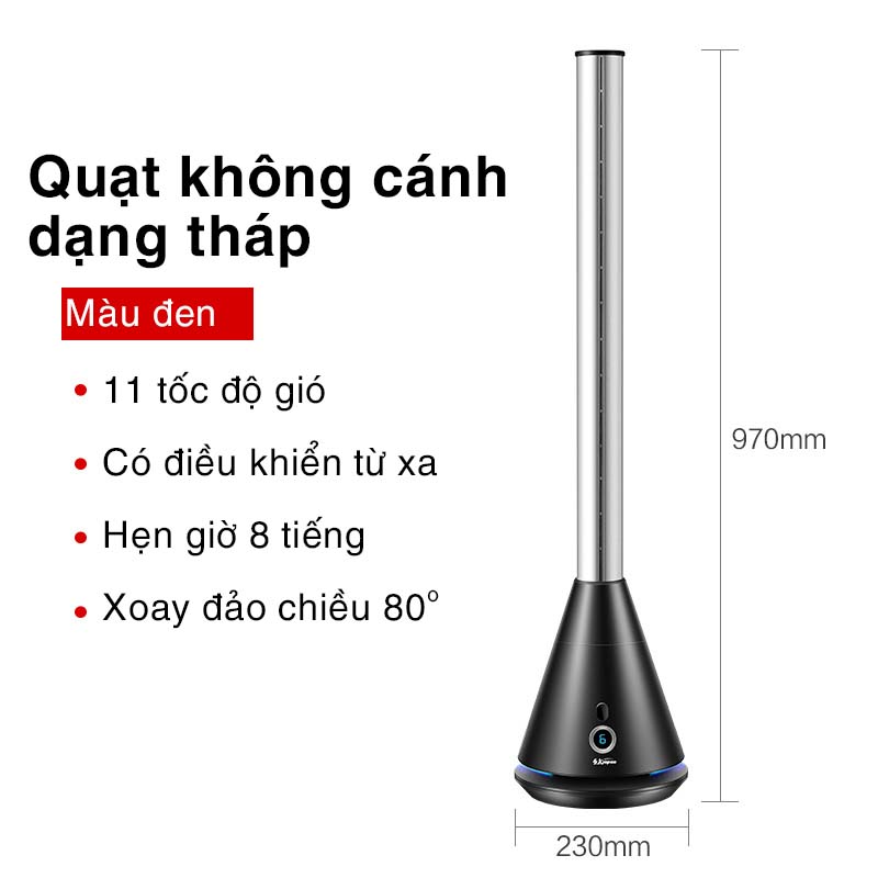 Quạt tháp quạt không cánh có điều khiển từ xa hẹn giờ tắt công suất lớn độ ồn thấp an toàn cho trẻ nhỏ