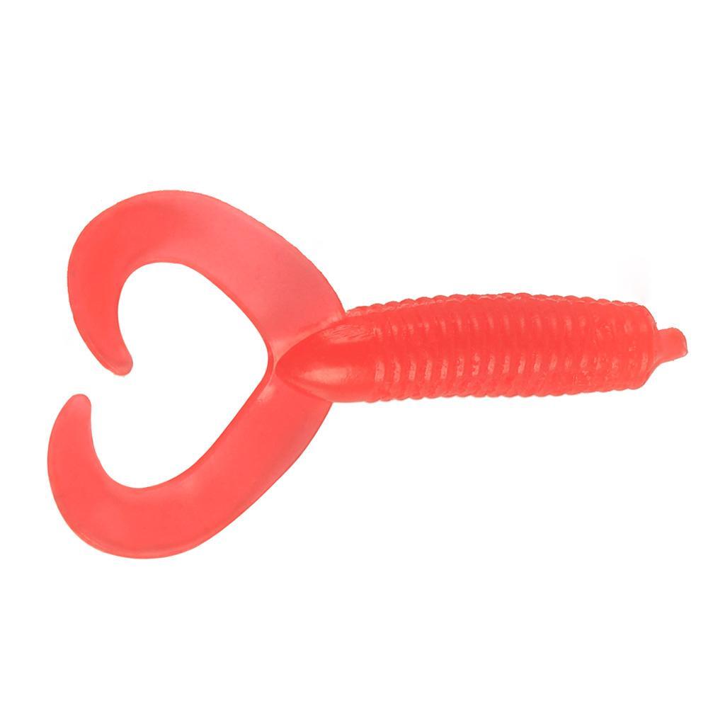 50pcs/set Portable Twin Tail Soft Fishing Lures Grub Maggots Worm Bait Swimbaits 5 Color