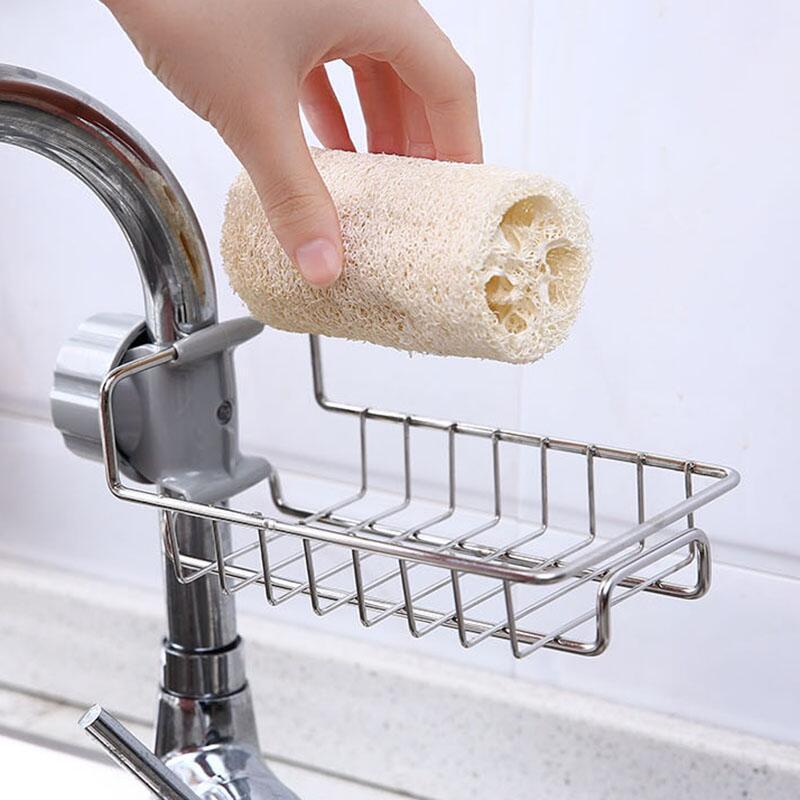 Giá Treo Đồ Rửa Bát Inox Gắn Trên Vòi Tặng Kèm Khăn Lau Cao Cấp AZONE - Hàng Chất Lượng