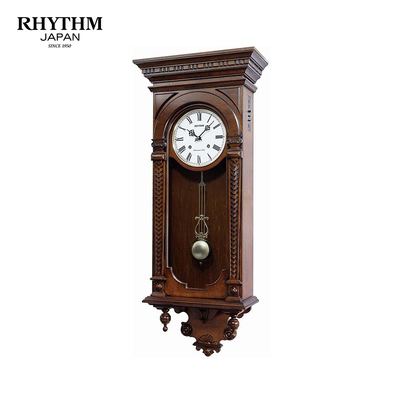 Đồng hồ treo tường Nhật Bản Rhythm CMJ464FR06 Kt 38.0 x 90.0 x 15.0cm, 7.0kg. Vỏ gỗ, dùng PIN.
