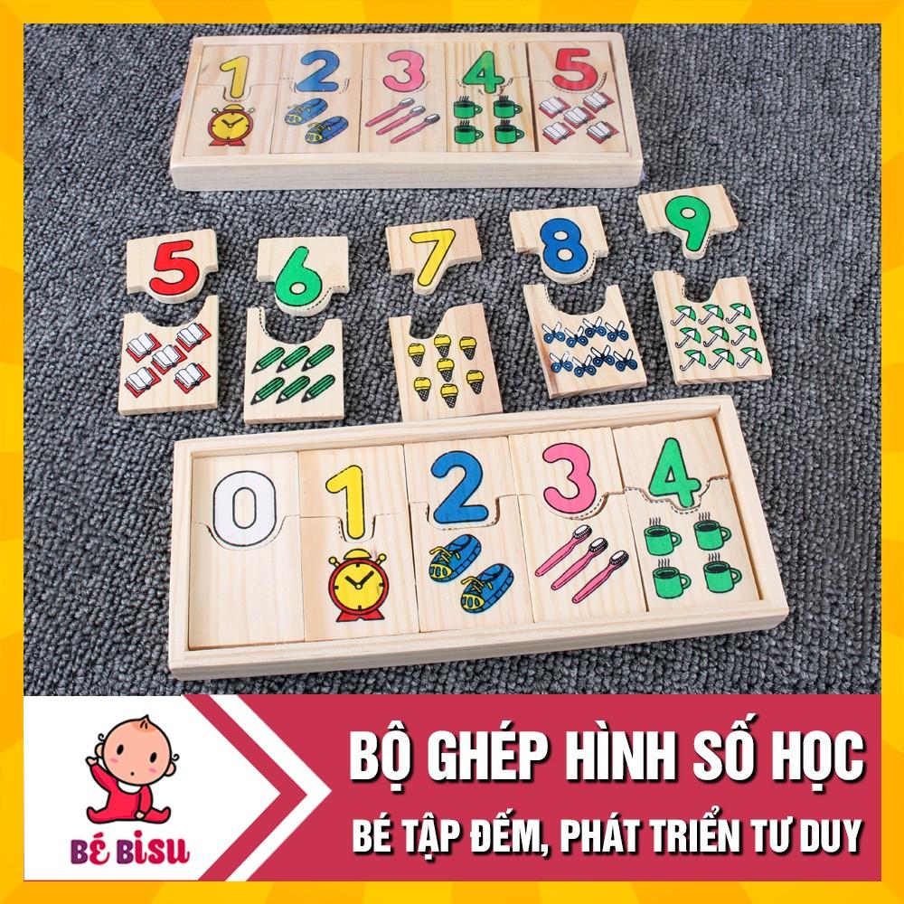 Bộ Đồ Chơi GHÉP Hình SỐ và HỌC ĐẾM bằng gỗ loại To phát triển tư duy cho bé--SP098803