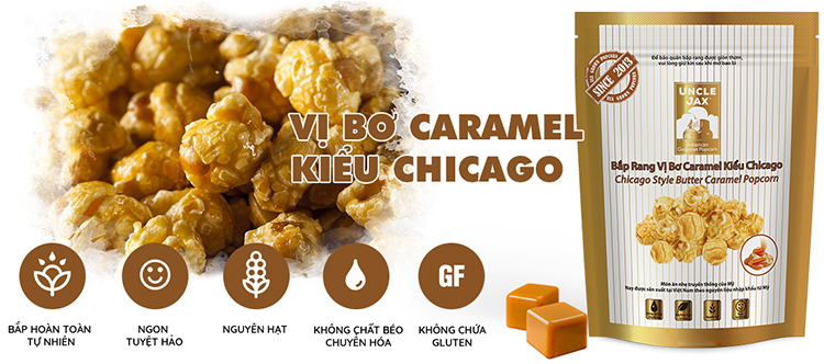 Bắp Rang Uncle Jax Vị Bơ Caramel Kiểu Chicago (180g)